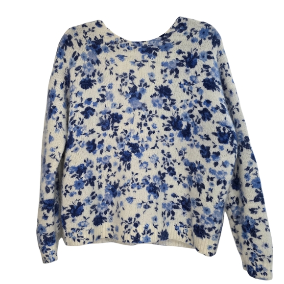 La Maille Sezane Lisette Cardigan wool Kid Mohair Blue Floral Scandi Luxury - Picture 5 of 12